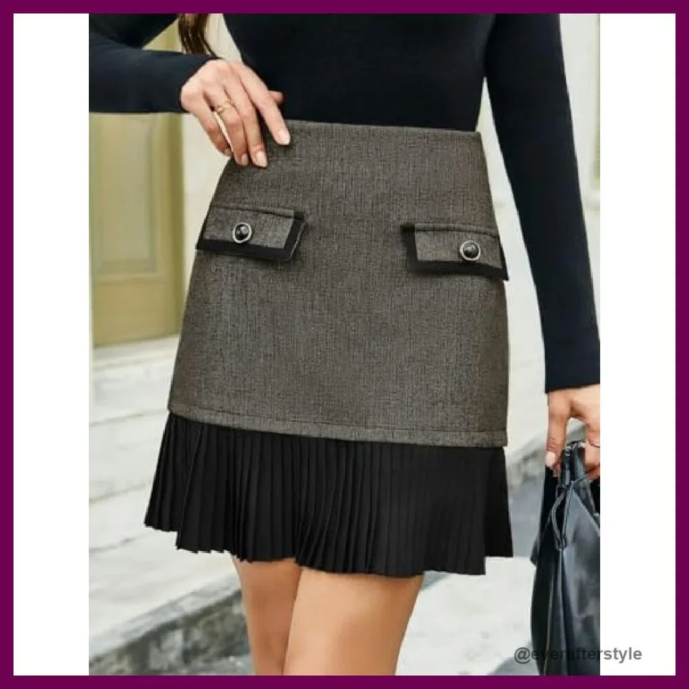 Pleated A-Line Mini Skirt High Waist Casual Chic Y2K Retro Elegant Party Wear - Picture 6 of 8